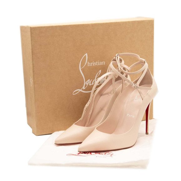 NEW Christian Louboutin Conclusive Pointed Toe Ankle Strap Pump Leche EU 38 - Picture 1 of 10